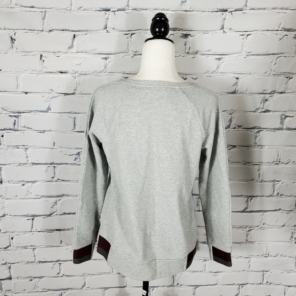 The North Face Heather Gray Sweatshirt with Burgundy Trim - Picture 3 of 8